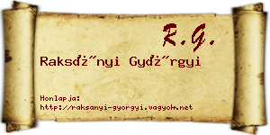 Raksányi Györgyi névjegykártya